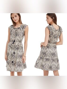Figue Gianna mini Dress lotus cotton batik sand & Black India sleeveless medium